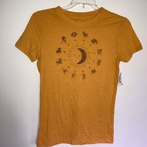 Classic Crew Aeropostale Shirt. Mustard Yellow. Zodiac Print. Sz S NWT!